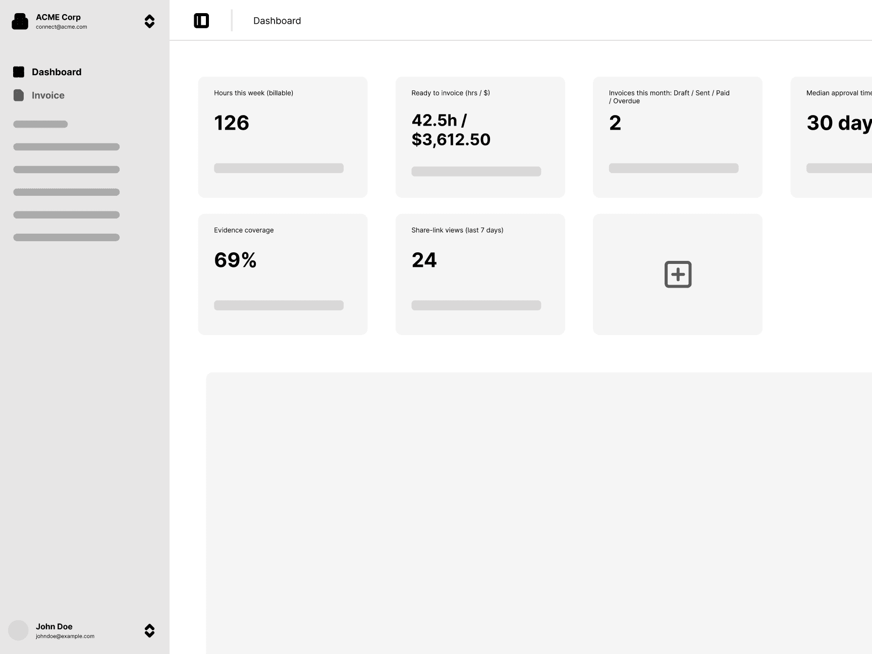 Finelance dashboard showing invoice generation