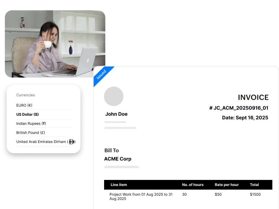 Invoice preview showing professional layout