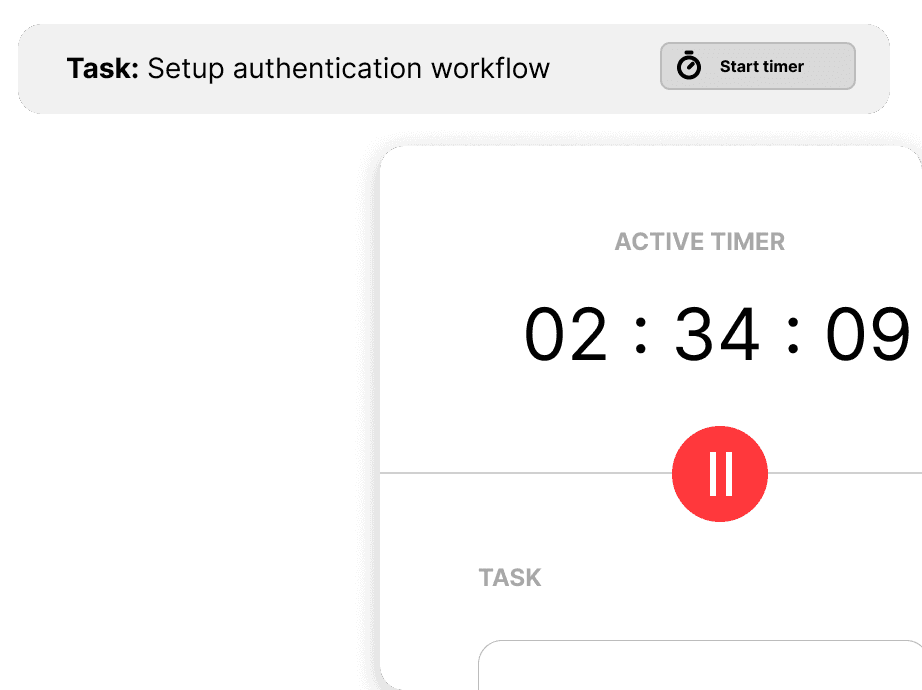 Time entries interface showing logged hours with task references